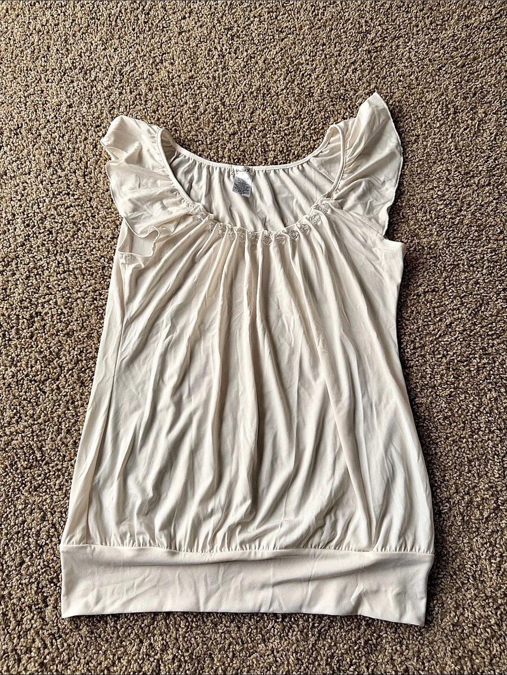 Studio Y Gathered White Tank Top Size Medium Like New